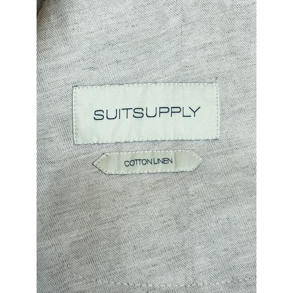 Suitsupply Linen Havana Double Breasted Slim Blazer Herringbone Beige 56 / 46 - Picture 3 of 9